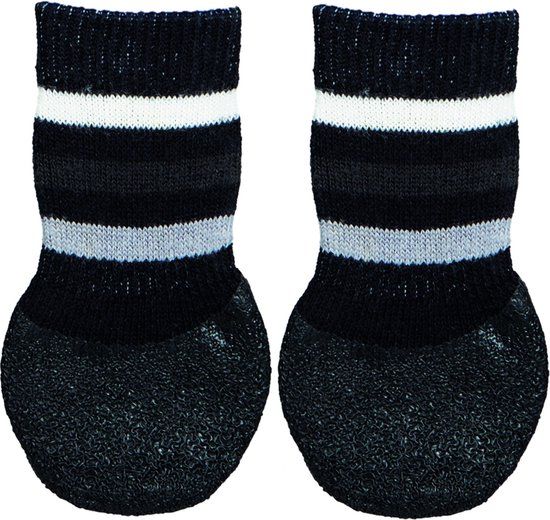 Trixie Hondensokken - Anti-slip met Rubberlaag Rondom - Zwart - XS/S - 2 stuks