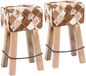 vidaXL Tabouret de bar - Patchwork marron - Cuir véritable