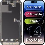 MP Display met Touchscreen compatibel met Apple iPhone 14 Pro Max, met Frame, Soft OLED FHD 120Hz IC Movable Versie, Zwart