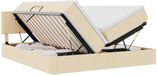 vidaXL LED-opbergbed met matras Crème 180 x 200 cm Stof