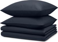 Blumtal Housse de couette Microfibre Nova - 2 x Housse de couette une personne 135 x 200 cm - 2 x Taie d'oreiller 40 x 80 cm - Bleu foncé
