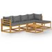 vidaXL 6-delige Loungeset - Acaciahout - Gris foncé - avec coussins