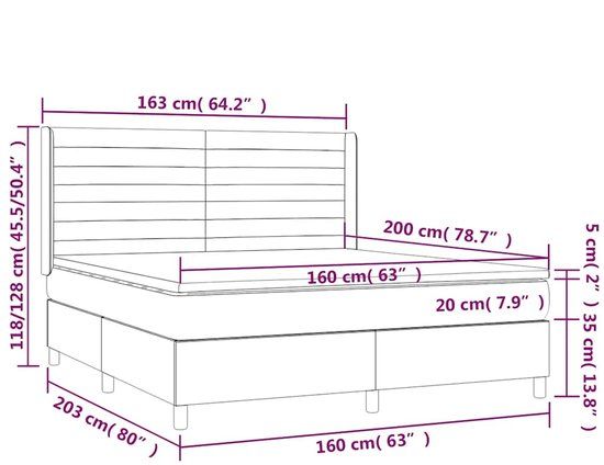 vidaXL Boxspring met matras fluweel donkergroen 160x200 cm