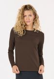Athlecia Dames T-shirt Almi V2 Lange Mouw Donkerbruin Polyester/Elastaan