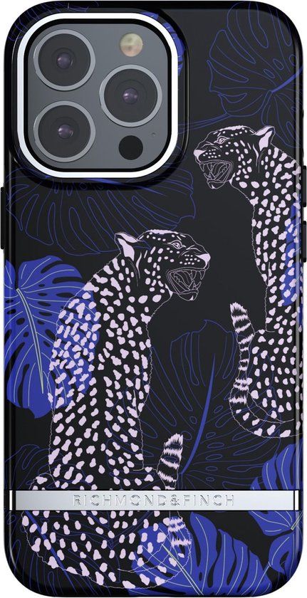 Richmond & Finch iPhone 13 Pro Hoesje Blauw Jachtluipaard