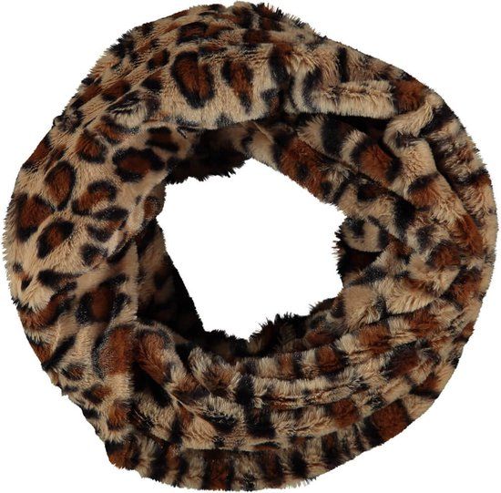 Sarlini Snood Fluffy Teddy Colsjaal Leopard Camel - Women - Camel - Polyester