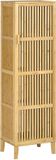 HOMCOM Badkamerkast - Bamboe - 40x30x140cm - Natuurlijk hout