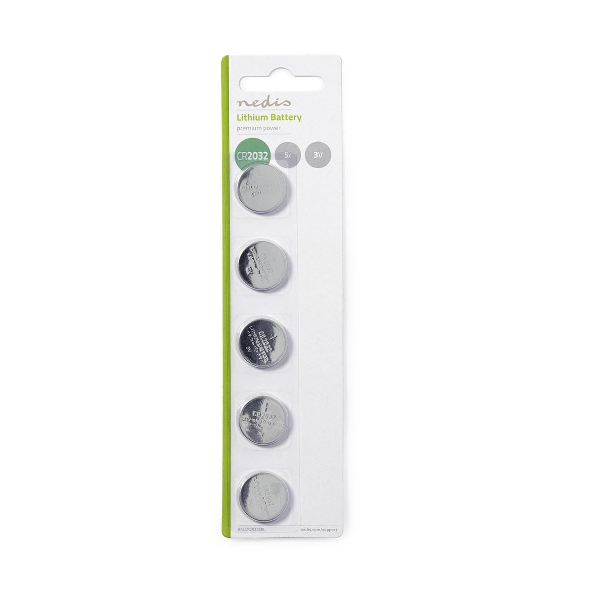 Nedis CR2032 Lithium Button Cell Battery - 3V - 5 Pack