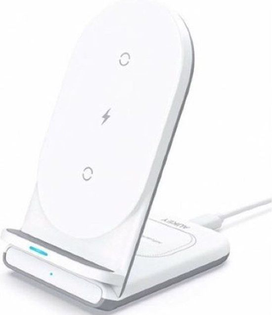 AUKEY LC-A2-WT 2-in-1 Wireless Charging Stand Wit