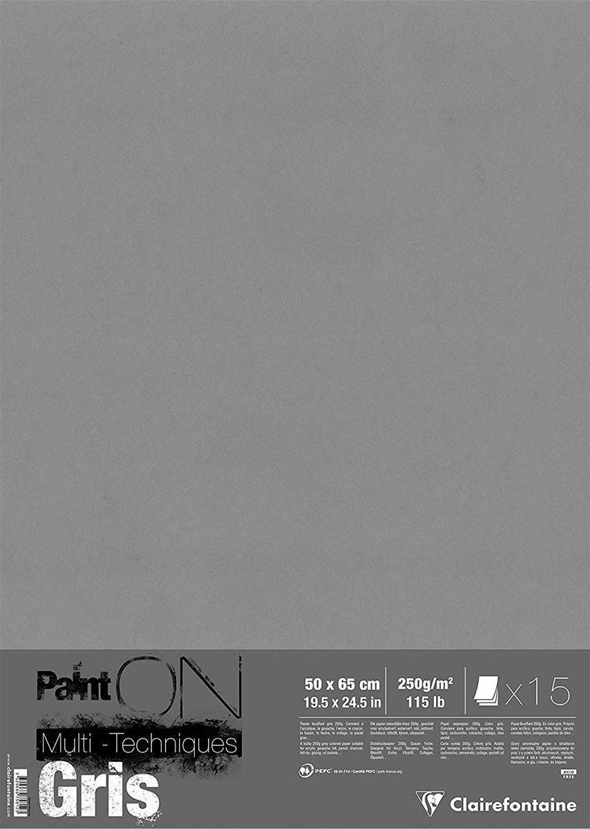 Clairefontaine Paint’ON Grijze 50x65cm Sheets - Grijs - 3329689758123
