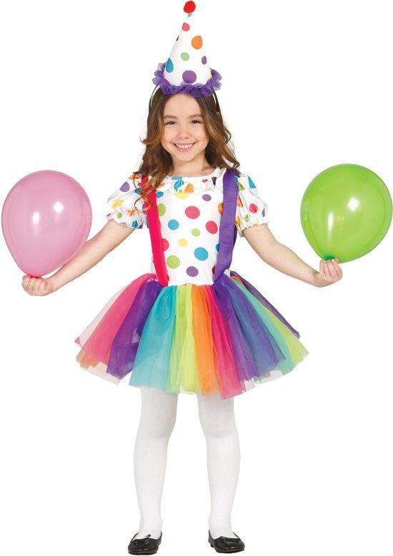 Generik Kleurrijk clownskostuum voor meisjes - Verkleedkleding