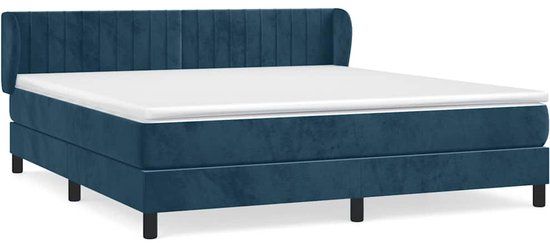 vidaXL Boxspring met matras fluweel donkerblauw 160x200 cm