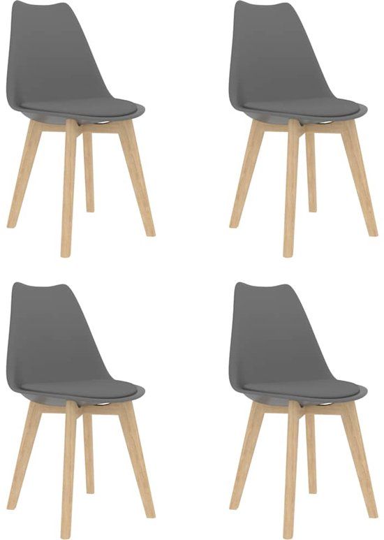 vidaXL Eetkamerstoelen 4 stuks kunststof grijs