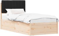 vidaXL Bedframe met Gevoerde Hoofdbord Zwart 90 x 190 cm