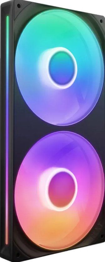 NZXT F280 RGB Core - 2x 140mm - 98.61 cfm - 500 - 2000 rpm - 34.5 dBA per fan - Zero RPM Mode - PWM Control - 8 ARGB LEDs per fan - zwart