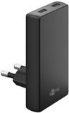 Goobay flat USB lader | 2x USB-C PD | GaN | 45W | zwart