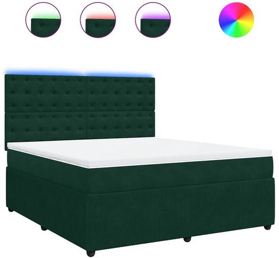 vidaXL Boxspring met matras fluweel donkergroen 180x200 cm