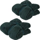 H&S Collection Fleece dekens/plaids - 2x - donkergroen - 130 x 170 cm