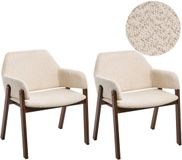 Beliani ALBION - Set van 2 eetkamerstoelen - Donkerbruin/Lichtbeige - Bouclé