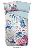 Muller Textiles Descanso dekbedovertrek bloemen - 1 persoons 140x200/220 cm - Grijs - 100% Katoen satijn