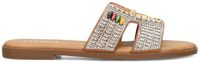 POSH by Poelman MAY Dames Slippers - Bruin Met Combinatie