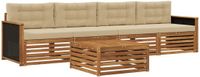vidaXL Bankenset 5-delig Natuurlijk en Beige Massief Acacia Hout