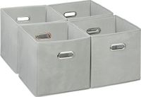 Merkloos Relaxdays Kastmand - Set van 4 - Opvouwbaar - 30x30x30 cm - 2 Handgrepen - Speelgoed - Grijs