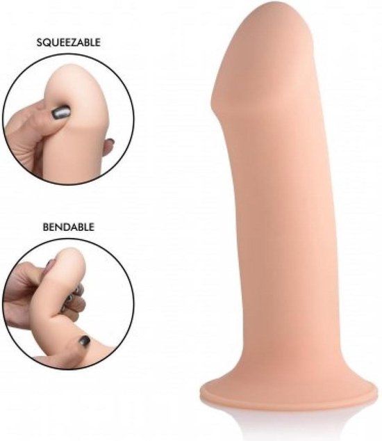 Squeeze-It Buigzame Dikke Dildo - Beige - Siliconen