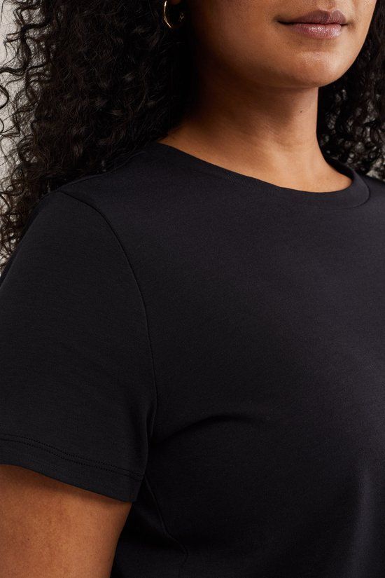 WE Fashion Dames T-shirt - Curve - Zwart - 3XL