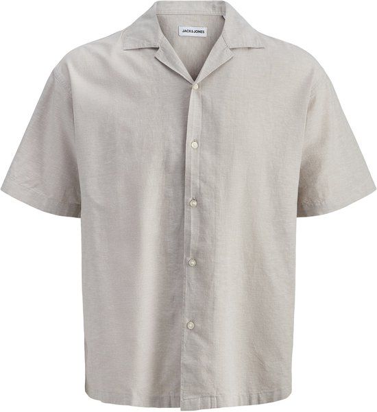 JACK&JONES JJEBREEZE LINEN BLEND RESORT SHIRT SS SN Heren Overhemden M Katoen Linnen Loose Fit Casual String