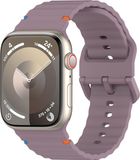 By Qubix - Wave Sportband - Zacht Paars - Siliconen - Geschikt voor Apple Watch 38mm/40mm/41mm/42mm
