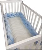 Viking Choice AP Onderdelen B.V. Bedbumper Bedomrander 280 cm Lang - Gevlochten Blauw - Minky Polyester - Scandinavisch Design