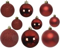 Decoris kerstballen - 26 st - rood - 4-5-6 cm - kunststof