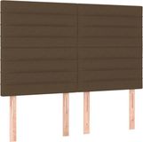 vidaXL Hoofdbord donkerbruin stof 144x5x118/128 cm