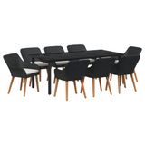 vidaXL Tuinset, 9-delig, zwart, polyrotan