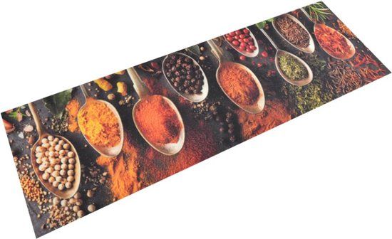 vidaXL Keukenmat wasbaar lepel- en kruidenprint 60x180 cm fluweel