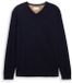 Tom Tailor - Pull en maille à col en V - Taille S - Bleu marine chiné tricoté