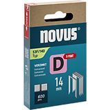NOVUS TOOLS Platte draadklemmen 14 mm, 600 nietjes van het type 53F/14D, D-punt voor verhoogde trekweerstand, schuifdoos, nietmiddel voor folie en karton