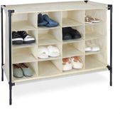 Merkloos Relaxdays camping schoenenkast - 16 vakken - 65 x 84 x 36 cm - stof - beige