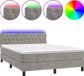 vidaXL Boxspringbed met matras en LED-verlichting, lichtgrijs, 140x200 cm, fluweel