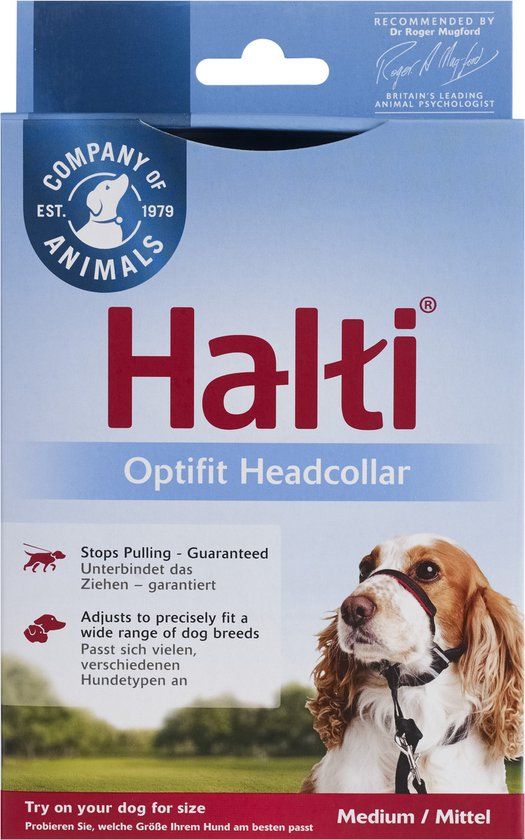 Halti OptiFit Headcollar - Anti-trekhalsband - Maat M - Zwart - Nylon - Hond