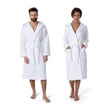 MÖVE Piquée badjas met capuchon in maat L, 100% katoen, sneeuw (wit)
