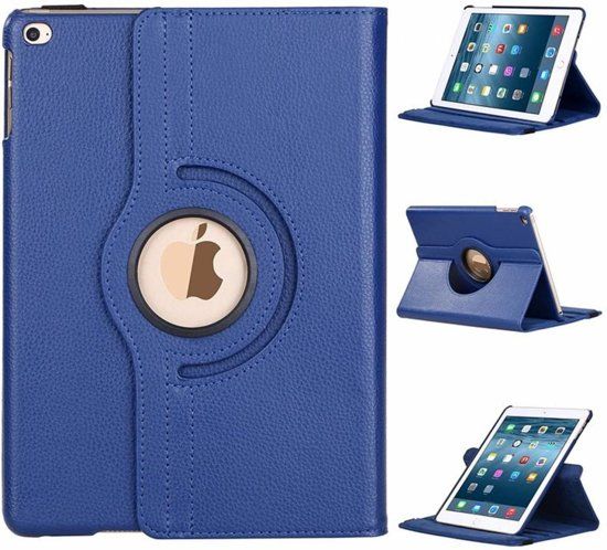 Ntech iPad 9.7 (2018-2017) Hoes Case Cover 360° draaibaar Multi stand Donker Blauw
