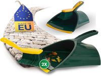 Novaliv 2x Jumbo Klauwenset 2-delige Set Plastique Vert Jaune Brosse Courbée Set de Balayage Pelle à poussière Balai à main