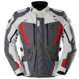 Furygan Apalaches Evo Veste moto pour hommes, toutes saisons, imperméable, respirant, protections D3O, doublure thermique amovible, 12 poches, Gris Perle Rouge, XXL