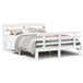 vidaXL Bedframe met hoofdbord, massief grenenhout, wit, 135x190 cm