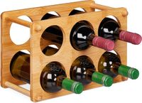 Merkloos Relaxdays Wijnrek Bamboe - 6 Flessen - 21 x 32 x 18,5 cm - Natuur
