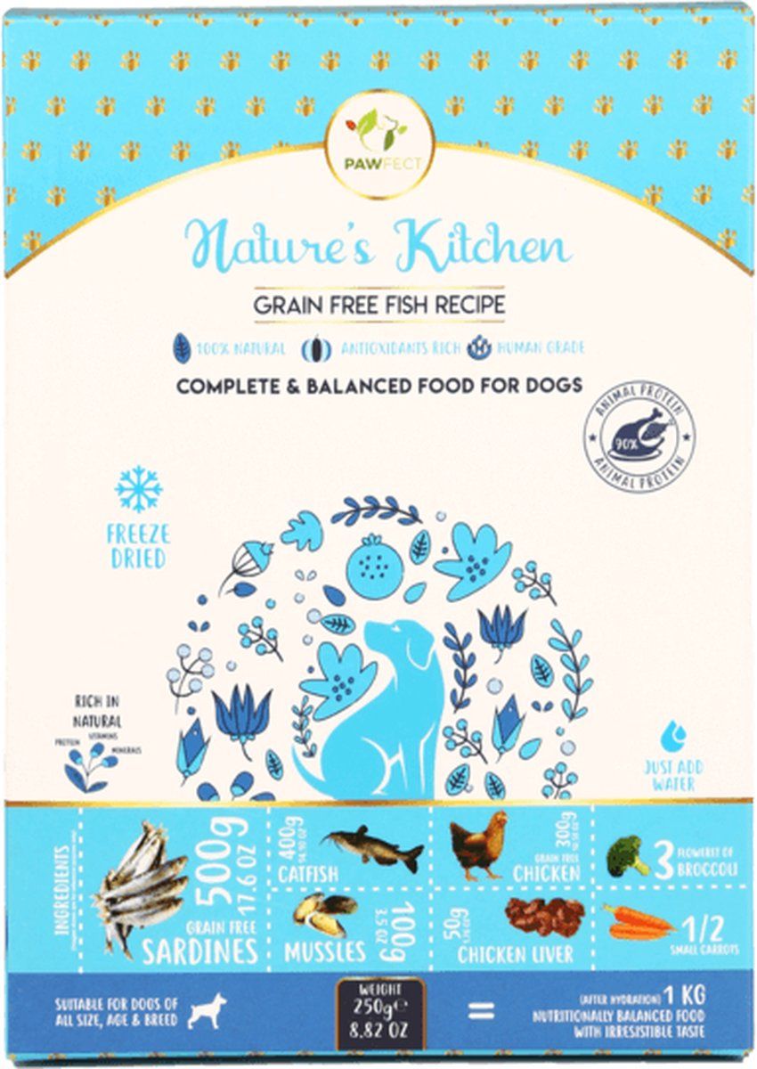 Pawfect Freeze Dried hondenvoeding Vis 250 gr.