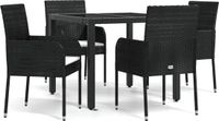 vidaXL 5-delige tuinset met kussens, zwart, van polyrotan