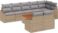 vidaXL Tuinbank Set 9-delig Beige Polyrattan